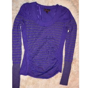 Ruched Purple Slim Striped Sweater